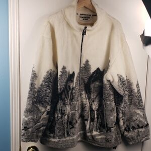 Vintage GLACIER GEAR OUTDOOR SIZE XL WOLF PRINT Jacket